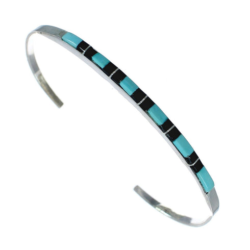 Navajo Multicolor Inlay Sterling Silver Cuff Bracelet NX11600